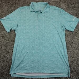 Johnnie O Green Floral All Over Print Performance Golf Polo Mens XL